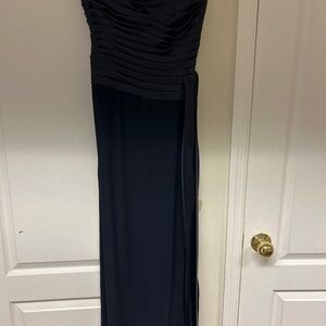 Vintage carolina herrer blue silk evening gown